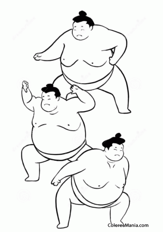 Colorear Luchador sumo, posiciones
