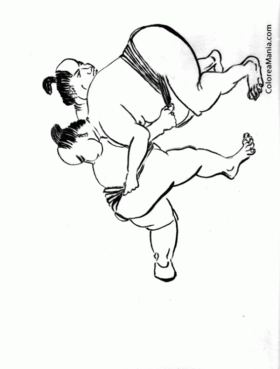 Colorear Luchadores Sumo, iniciando combate