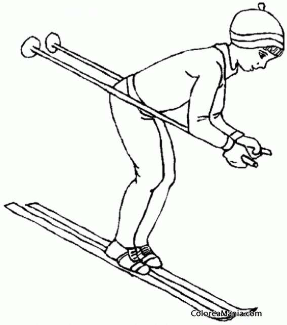 Colorear Joven esquiando