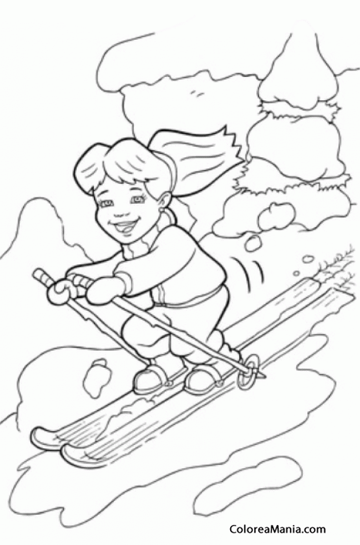 Colorear Esquiadora joven