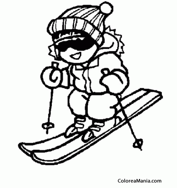 Colorear Chica esquiando