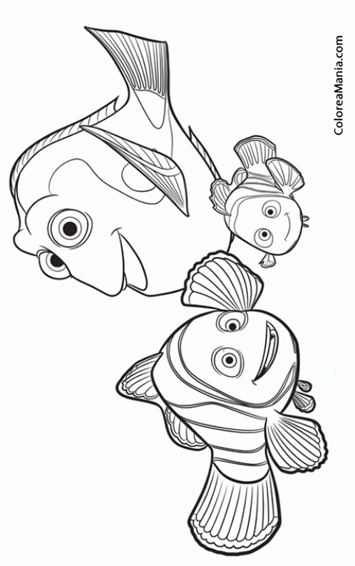 Colorear Dory, Marlin y Nemo