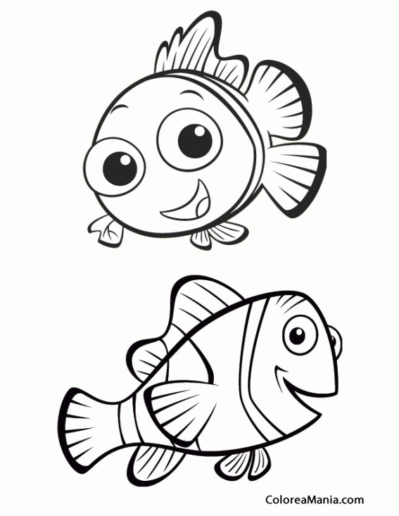 Colorear Dory y Nemo