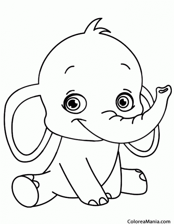Colorear Elefante beb sonriendo