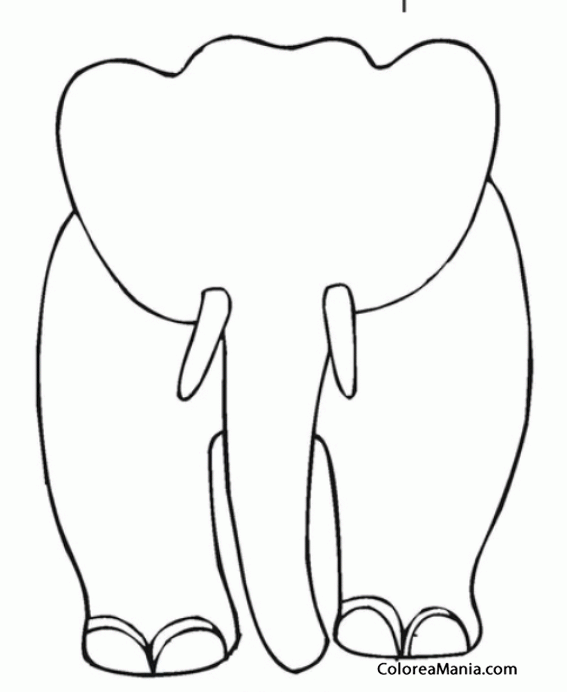 Colorear Silueta de Elefante de frente