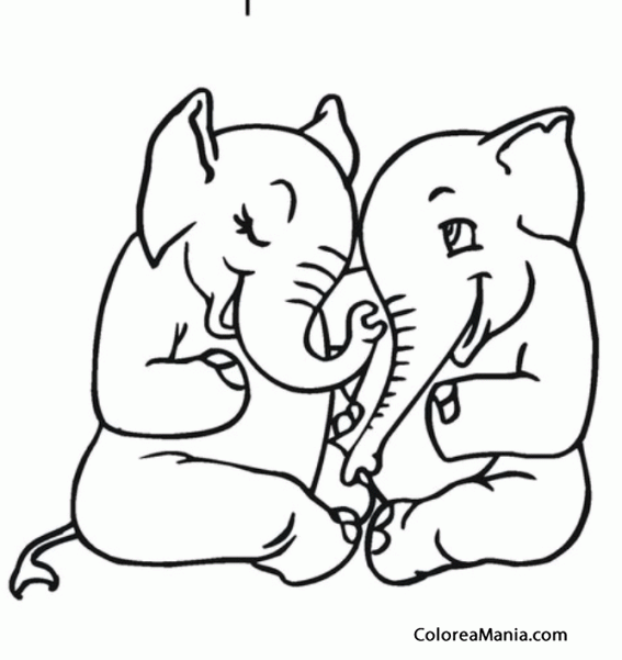 Colorear Elefantes enamorados