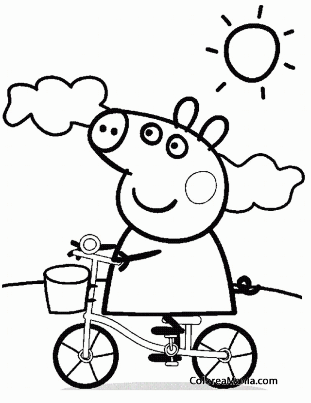 Colorear Peppa Pig en bicicleta