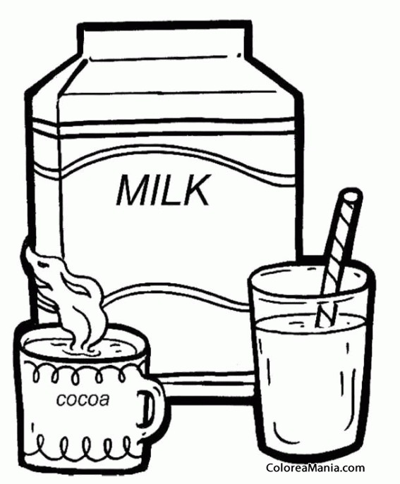 Colorear Vaso de leche y cacao