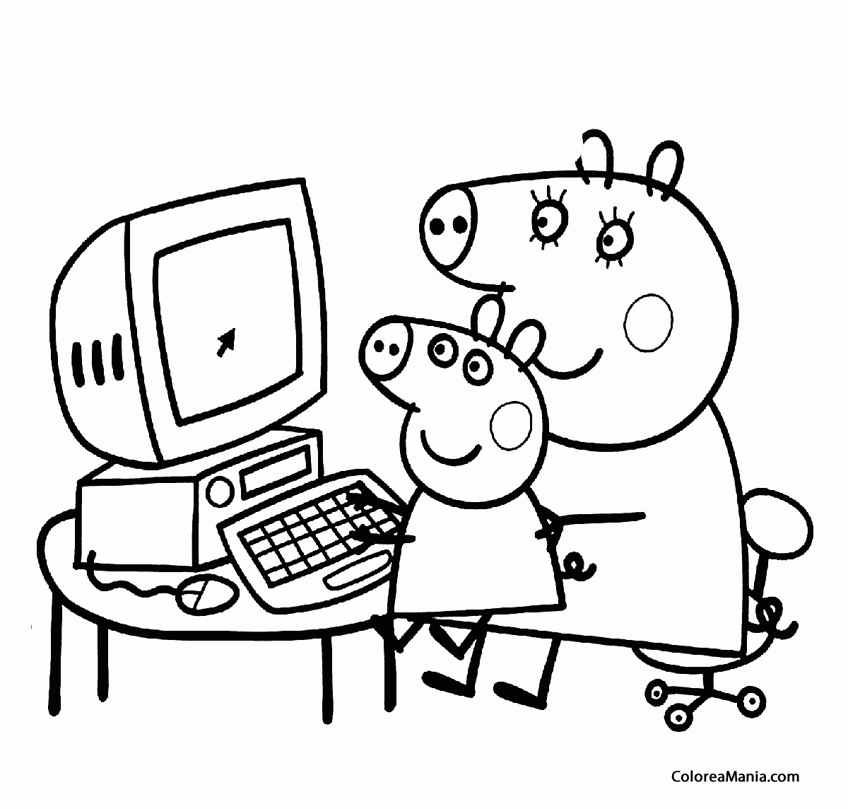 Colorear Mama Pig y Peppa Pig en el ordenador