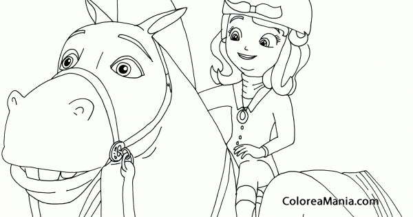 Colorear Princesa Sofa montada en su caballo