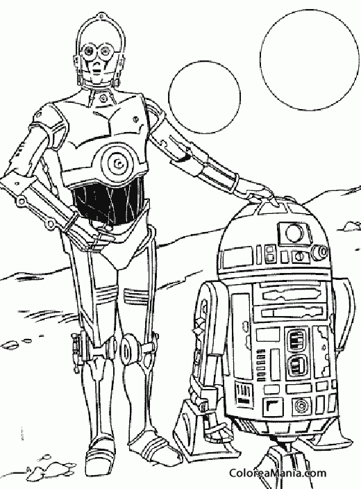 Colorear C-3PO y R2-D2 2
