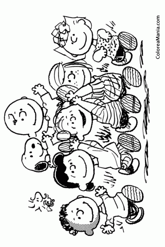 Colorear Snoopy con sus amigos