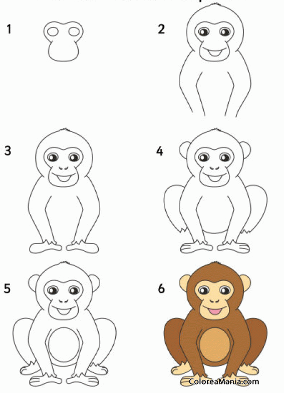 Colorear Como diujar un chimpanc