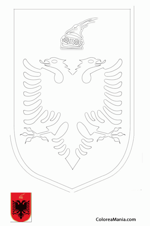 Colorear Albania, escudo de armas