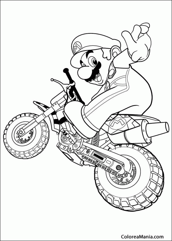Colorear Mario en moto de cross