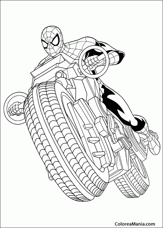 Colorear Spiderman en moto