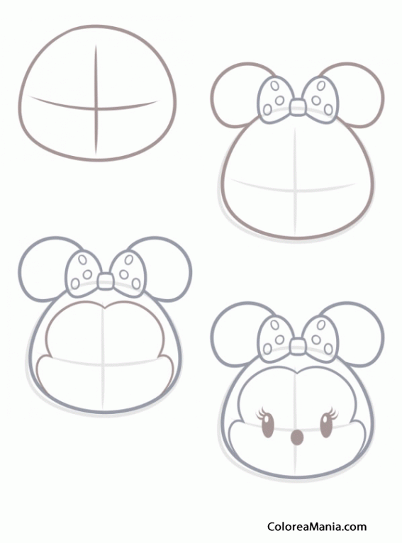 Colorear Como dibujar Tsum Tsum Minnie Mouse