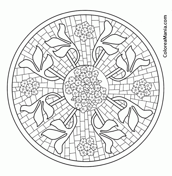 Colorear Mandala mosaico flores