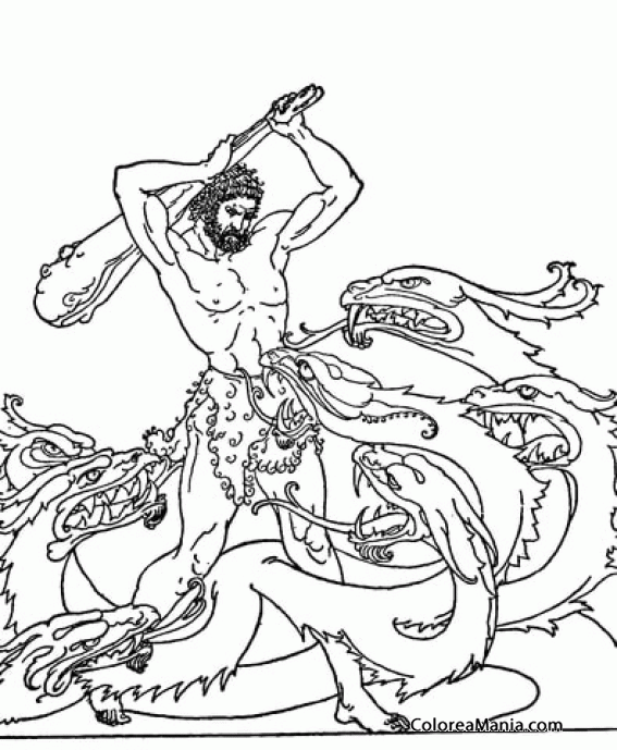 Colorear Heracles Lucha con Hydra