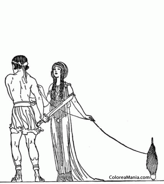 Colorear Teseo y Ariadna