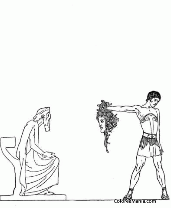 Colorear Perseo con la Cabeza de Gorgona