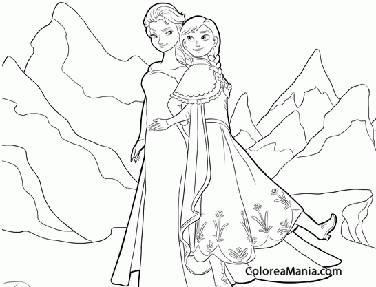 Colorear Anna y Elsa