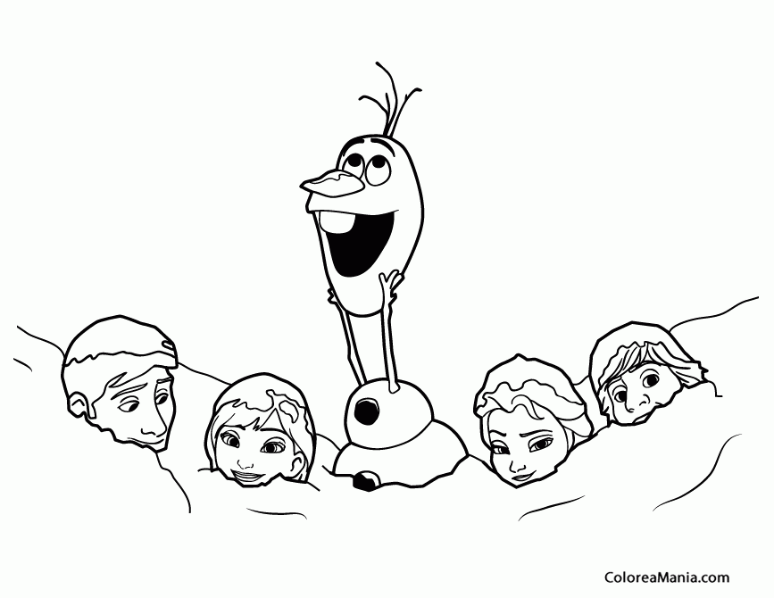 Colorear Olaf y sus amigos