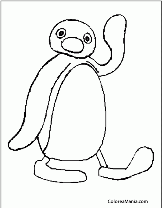 Colorear Pingu te saluda