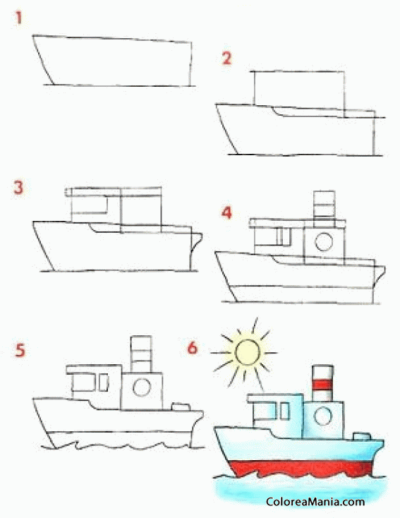 Colorear Dibujar Barco de pesca