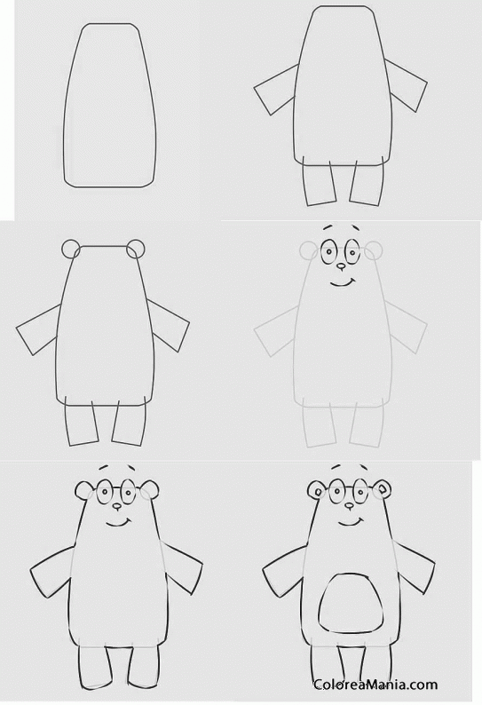 Colorear Dibujar un oso con rectngulos