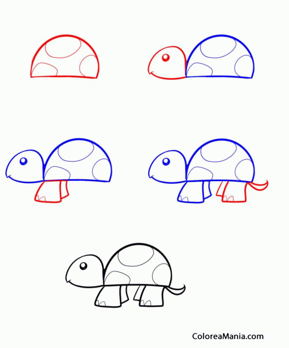 Colorear Comment dessiner une tortue