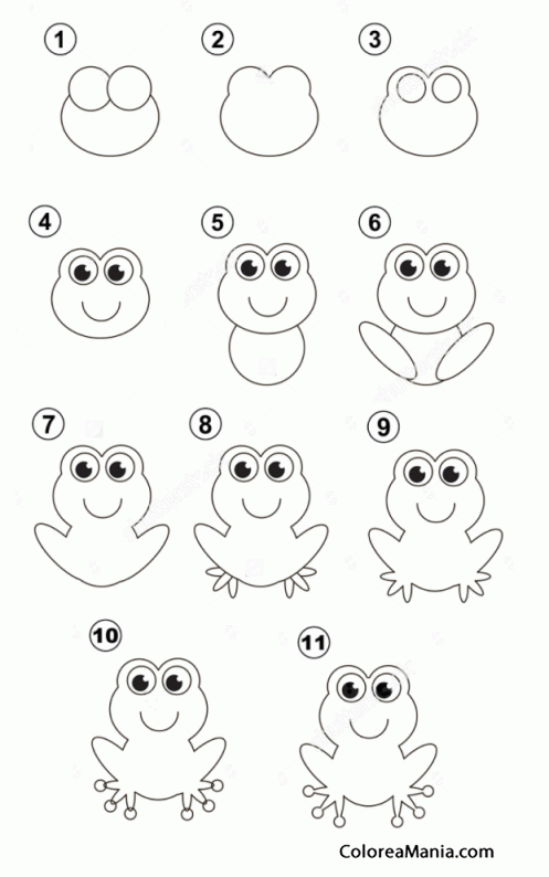 Colorear Como dibujar una sonriente rana