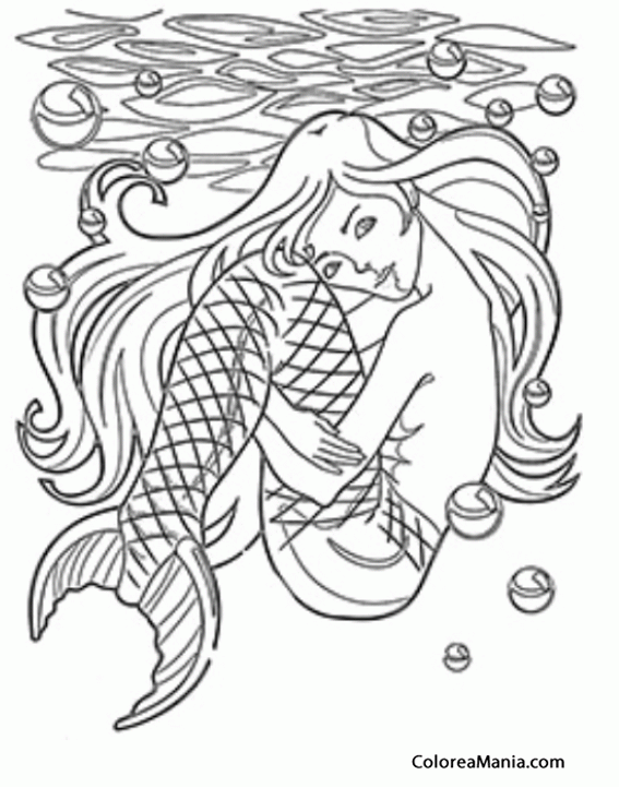 Colorear Sirena abrazándose las piernas