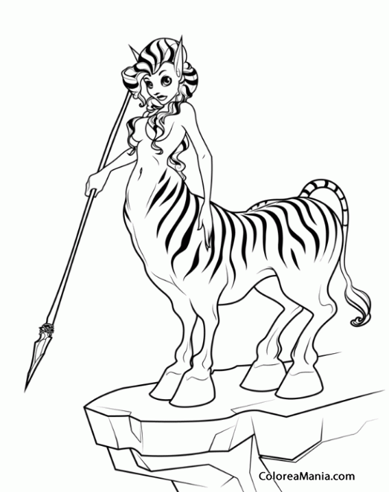 Colorear Mujer Centauro atigrada (Animales Fantásticos), dibujo para colorear gratis Colorear Mujer Centauro atigrada (Animales Fantásticos), dibujo para colorear gratis
