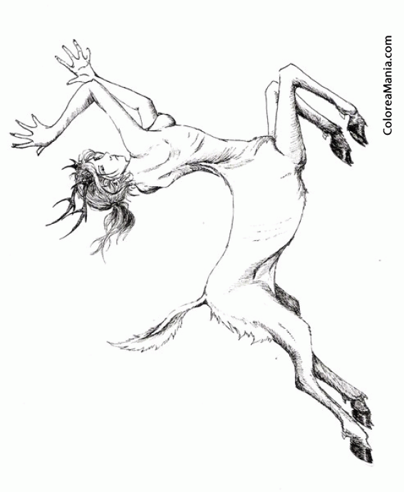 Colorear Centauro femenina con brazos alzados