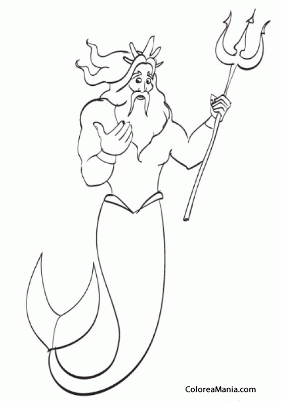 Colorear Tritón,  hijo Poseidón y Anfítrite