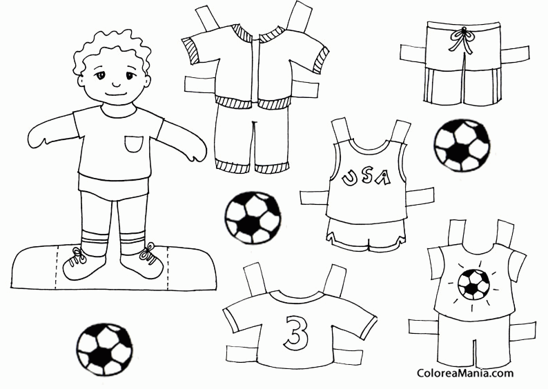 Colorear Niño. Equipación fútbol (Muñecas. Ropa), dibujo para colorear  gratis