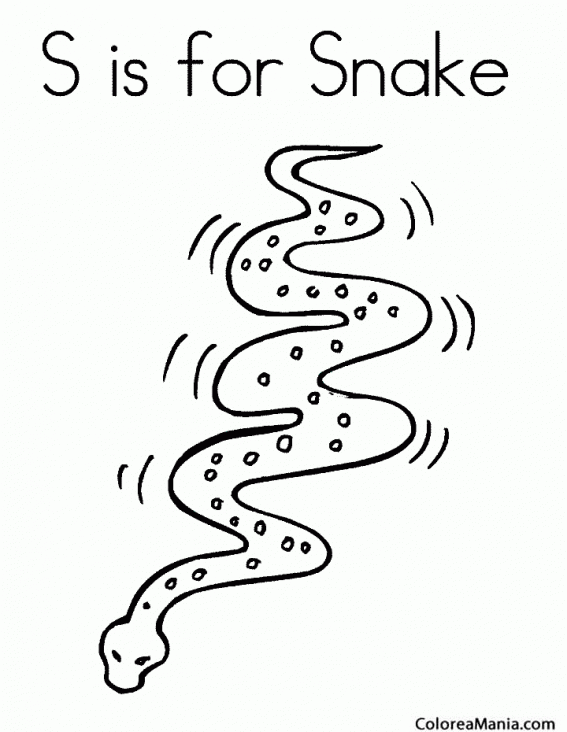 Colorear S de Serpiente. S de Snake
