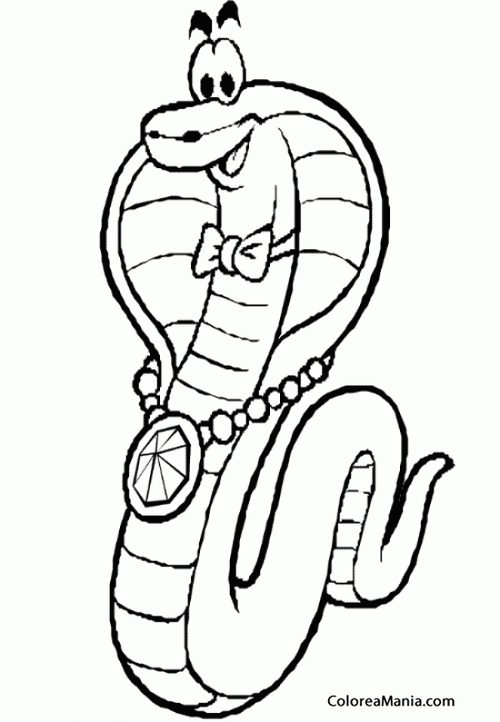 Colorear Serpiente Cobra con collar