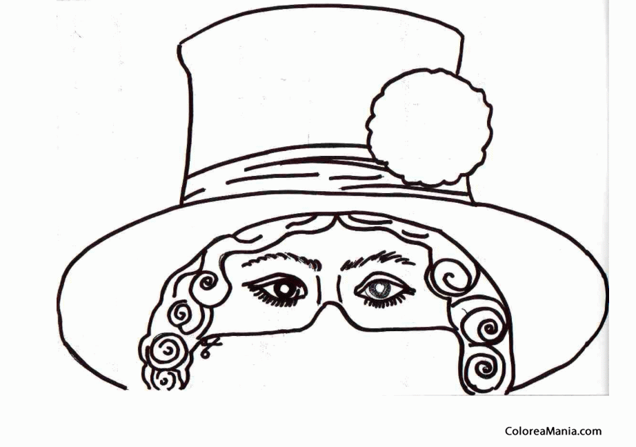 Colorear Antifaz sombrero Dickens