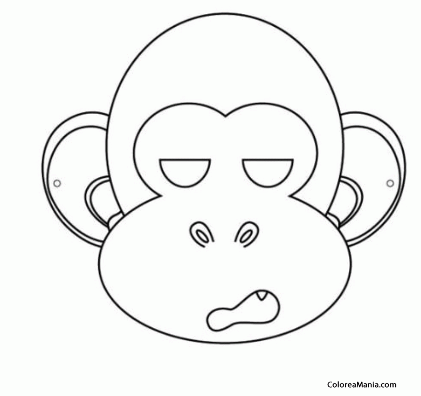 Colorear Careta Monito. Chimpanc