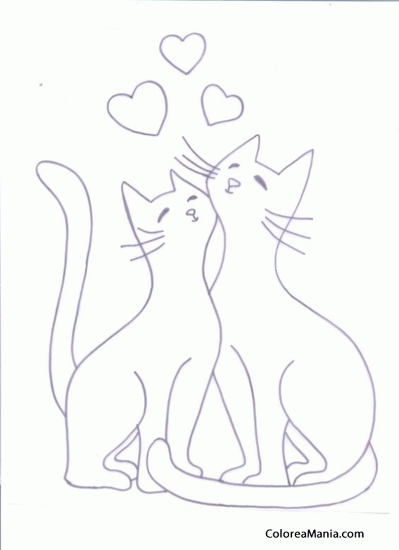 Colorear Gatos enamorados