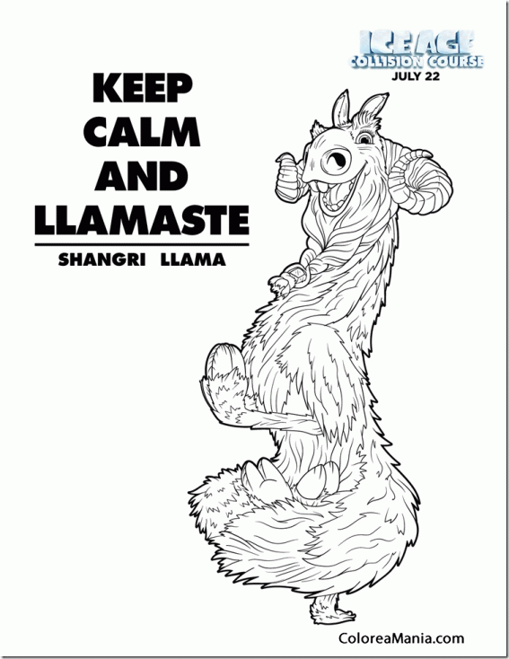 Colorear Keep Calm and Llamaste