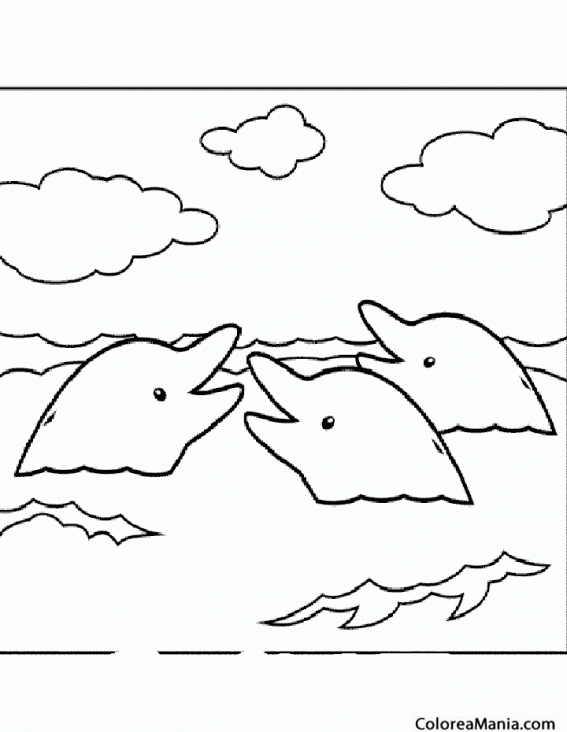 Colorear Tres Delfines conversando