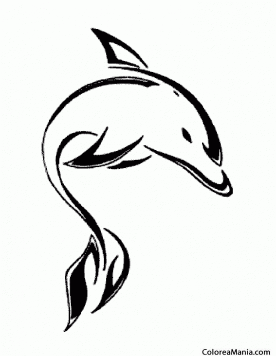Colorear Delfín tatuaje (Animales Marinos), dibujo para colorear gratis Colorear Delfín tatuaje (Animales Marinos), dibujo para colorear gratis