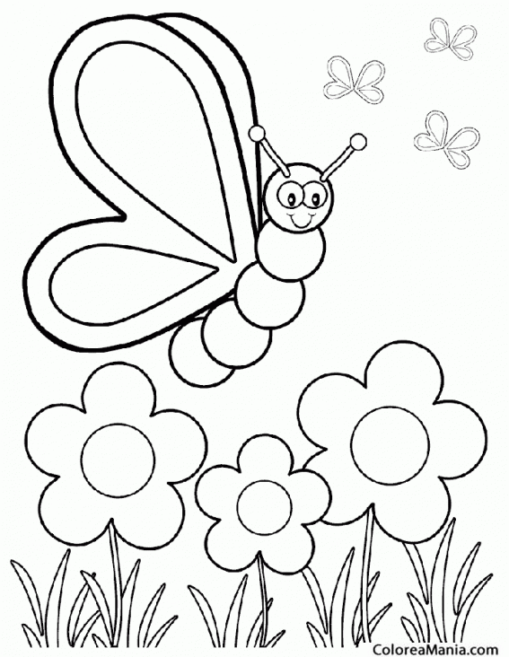 Colorear Mariposa infantil (Insectos), dibujo para colorear gratis
