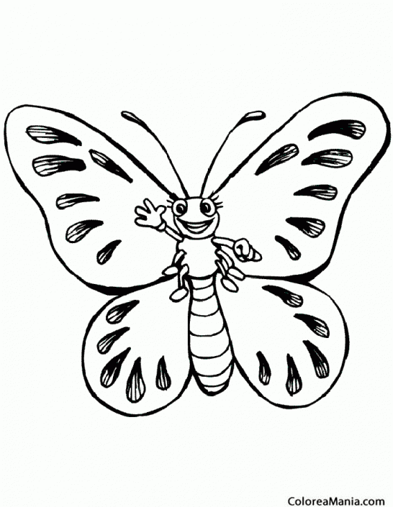 Colorear Mariposa, infantil 3