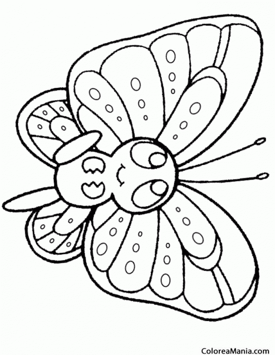 Colorear Mariposa infantil 7