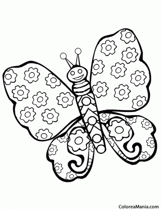 Colorear Mariposa florecillas
