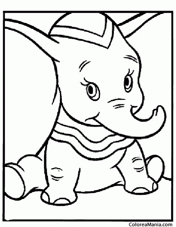 Colorear Elefanttito, Dumbo chiquitn